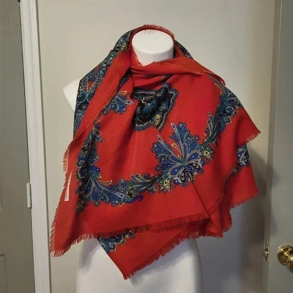 FRANCO LAURENTI Vintage Multicolored Paisley Print Scarf/Wrap - Picture 3 of 6